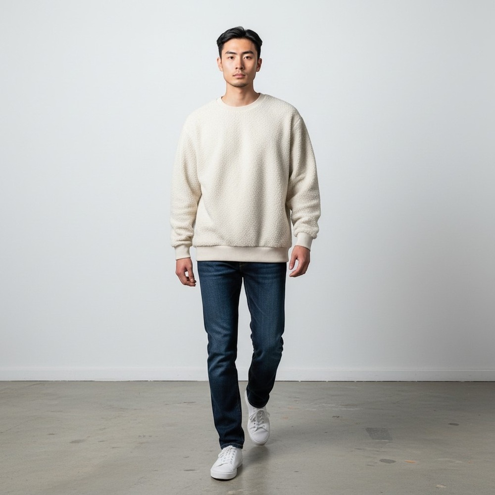 Fabletics Sherpa Sweatshirt Explorer Crew Mens S Birch Fleece Hike Camp Gorpcore